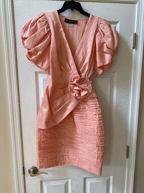 Vintage 80's 90's BB Collection Size 8 Peach Party Cocktail Evening Dress
